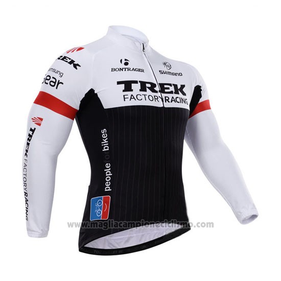 2015 Abbigliamento Ciclismo Trek Factory Racing Factory Racing Bianco e Nero Manica Lunga e Salopette
